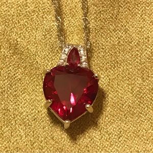 Red Lab Created Ruby Rhodium Over Silver Pendant With Chain 6.92ctw